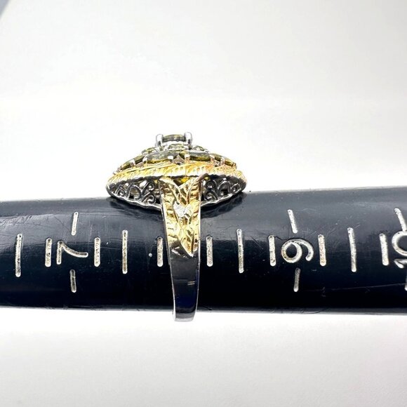 Estate Vintage Karis Green Gemstone Sterling Silver 925 Statement Ring Size 8 - Picture 11 of 11